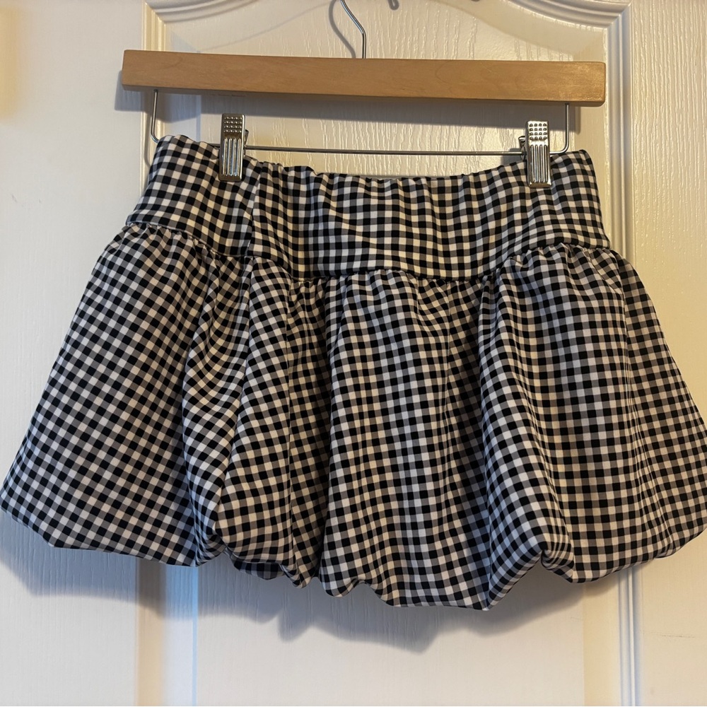 Discreet Black and White Checkered Skater Skirt